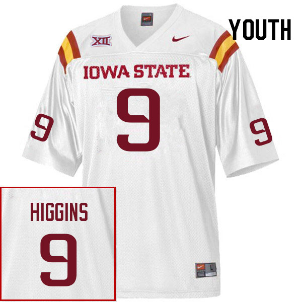 Youth #9 Iowa State Cyclones College Football Jerseys Stitched Sale-White